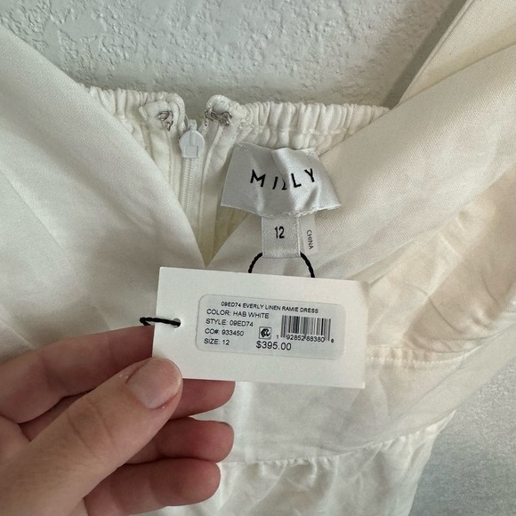 NEW NWT Milly Everly Sweetheart Neck Sleeveless Linen Ramie Mini Dress White 12 - Picture 13 of 14